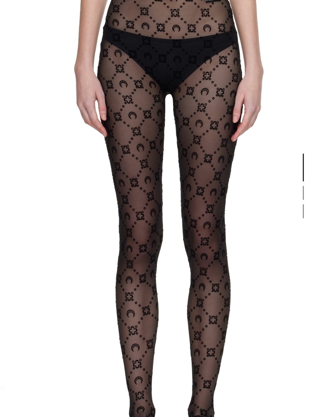 Marine Serre Black Sheer Patterned Tights